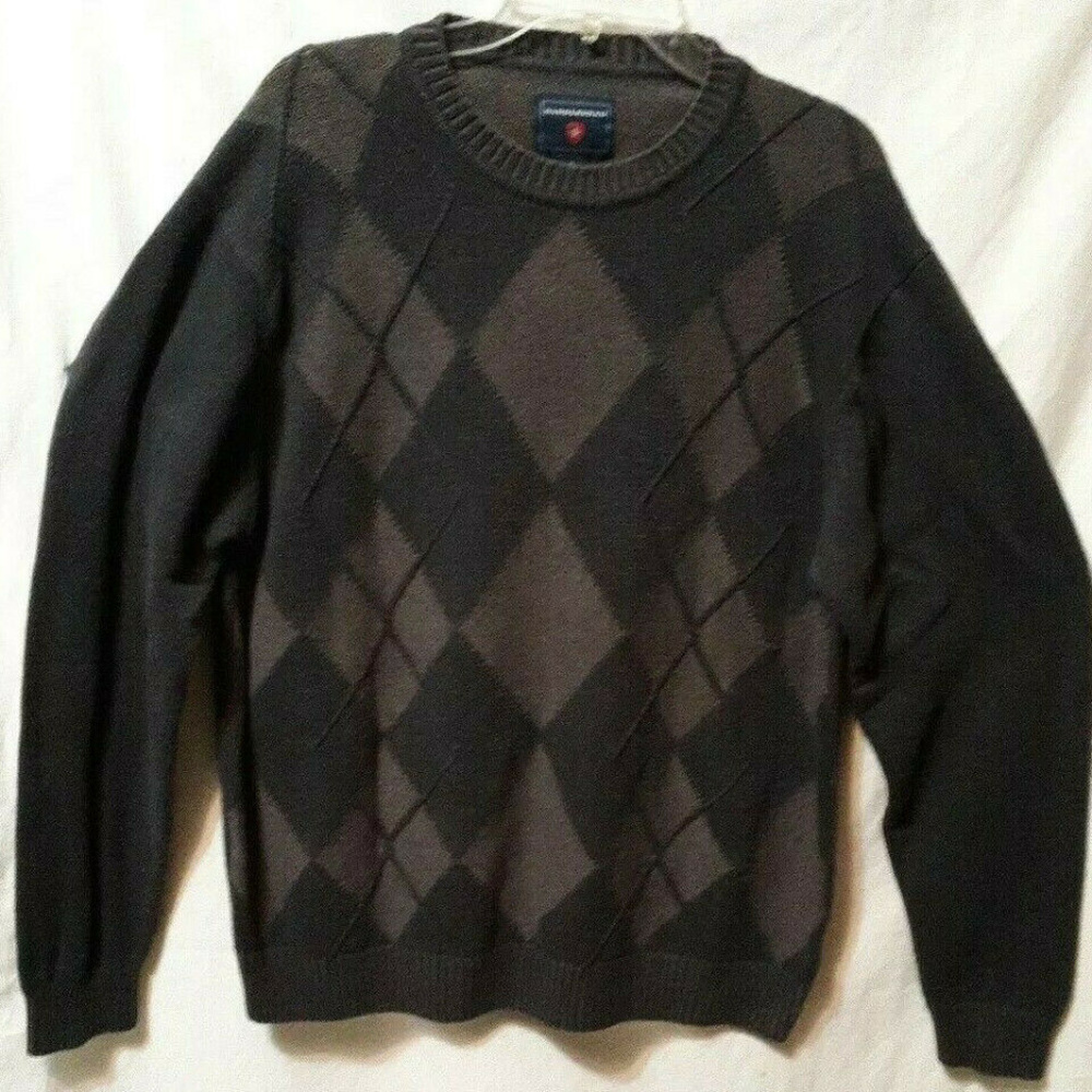 SADDLEBRED MENS SWEATERS Size XL Dark Grey Argyle